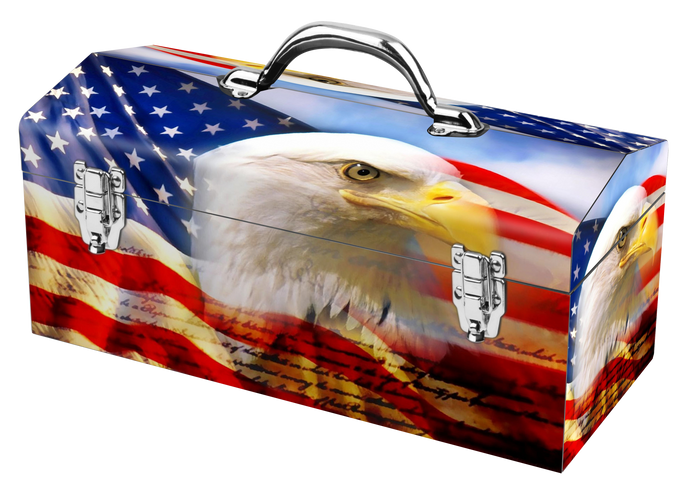 American Flag Eagle Portrat Steel Box